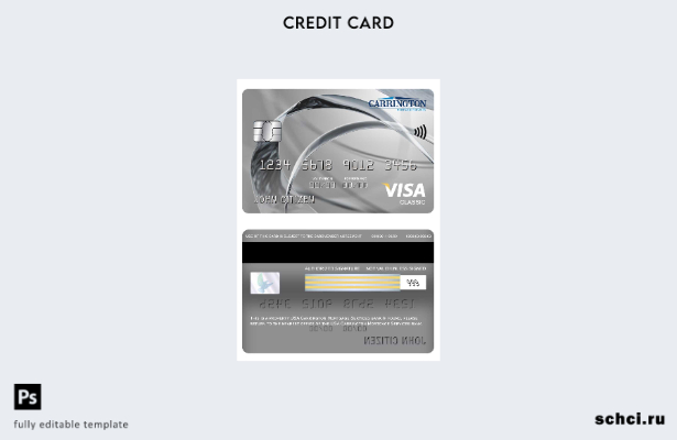 цифровая загрузка шаблона классической карты Visa банка USA Carrington Mortgage 